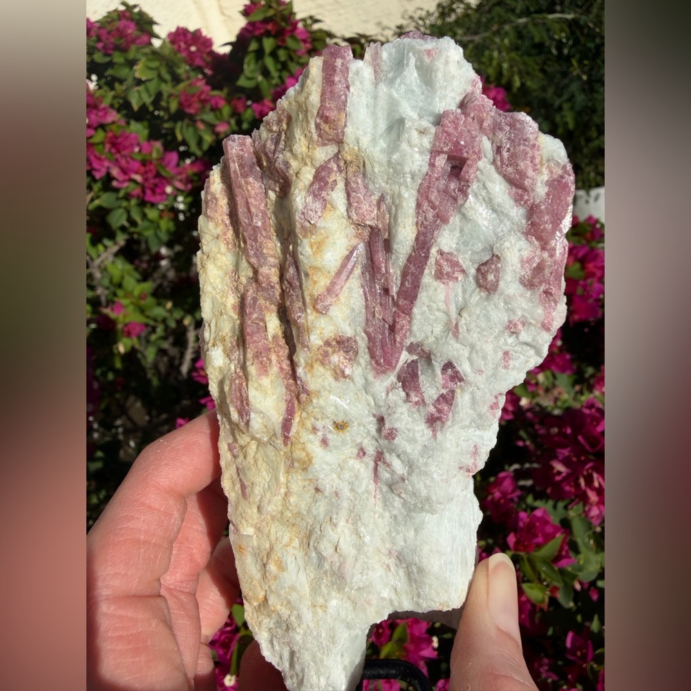 Pink Tourmaline in Quartz on Stand - Picture 7 of 9